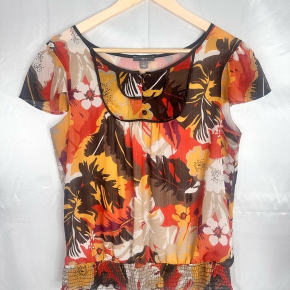 Apt. 9 Orange Red Ruffled Blouse size Large - Picture 2 of 13